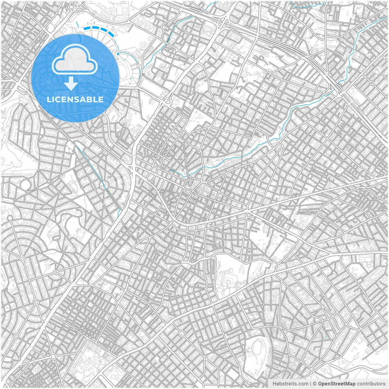 Chalandri, Attica, Greece, city map with high resolution roads.