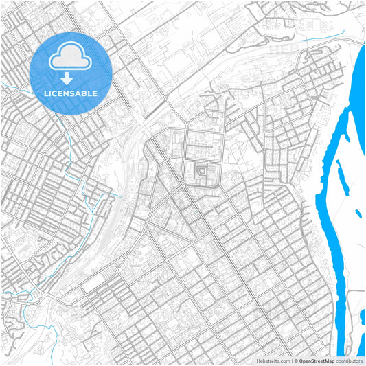 Barnaul, Altai Krai, Russia, city map with high resolution roads.