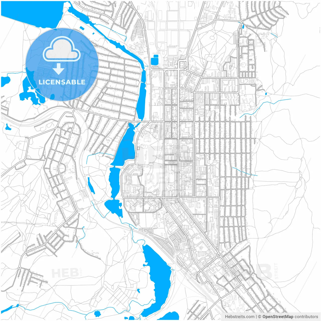 Miass, Chelyabinsk Oblast, Russia, city map with high resolution roads.