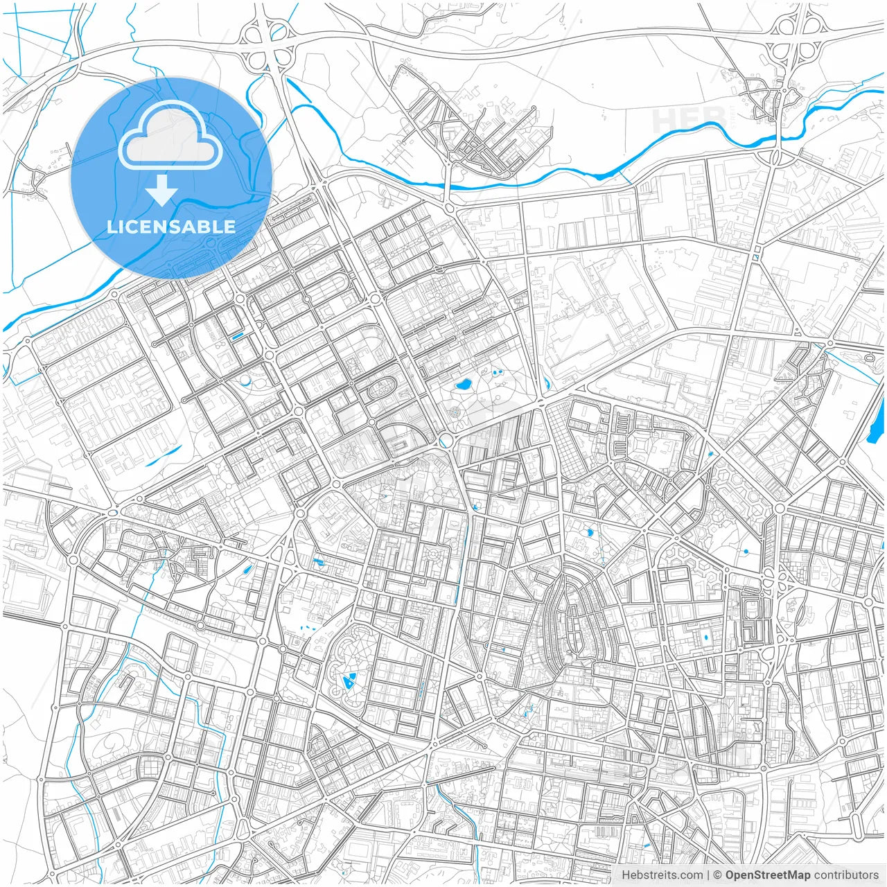 Gasteiz / Vitoria, Álava, Spain, city map with high resolution roads.