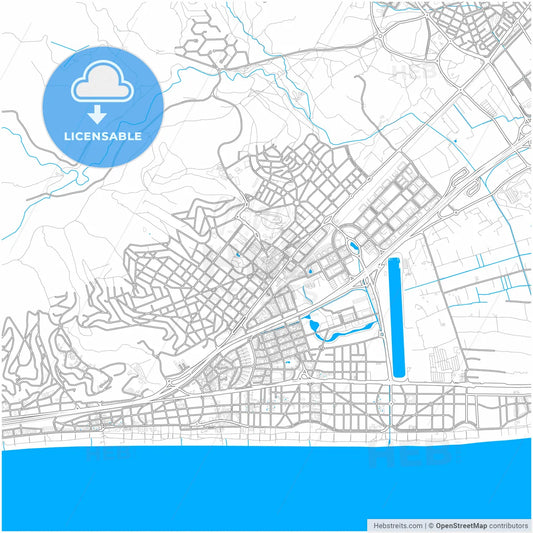 Castelldefels, Barcelona, Spain, city map with high resolution roads.