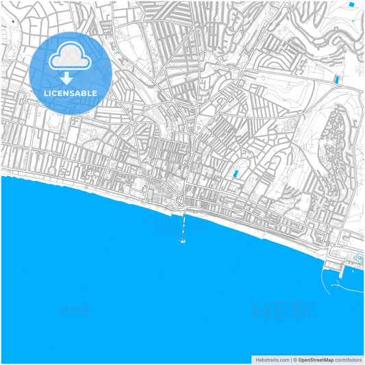 Brighton and Hove, South East England, England, city map with high resolution roads.