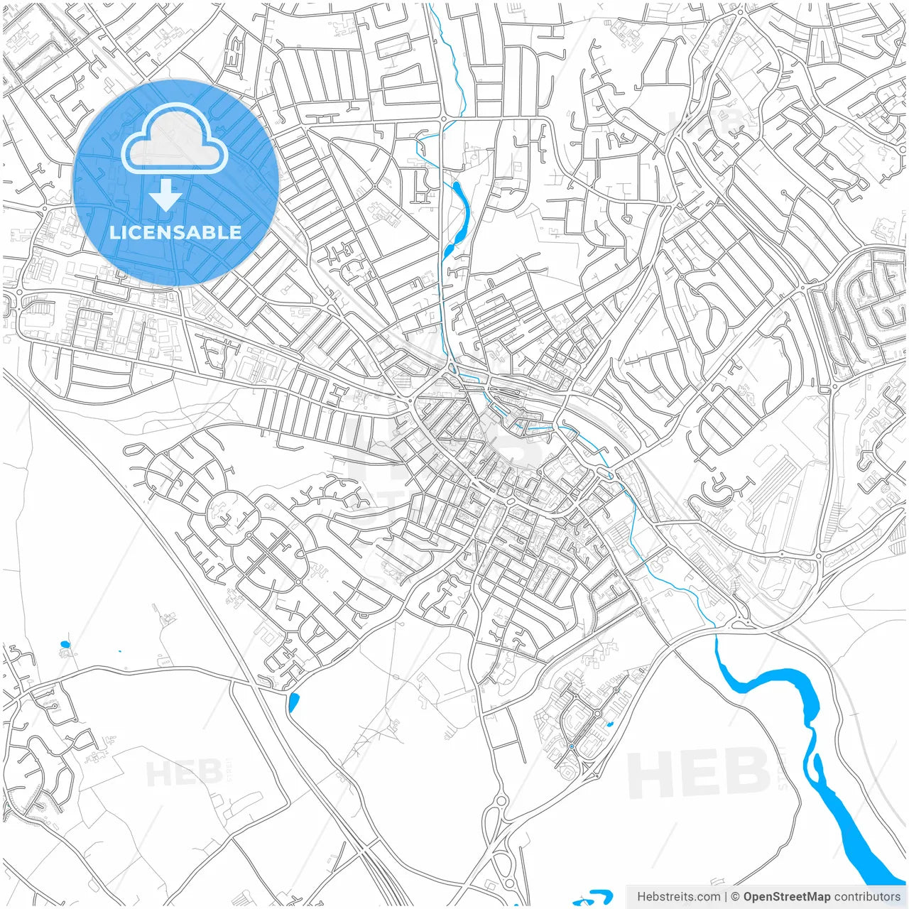 Luton, East of England, England, city map with high resolution roads.