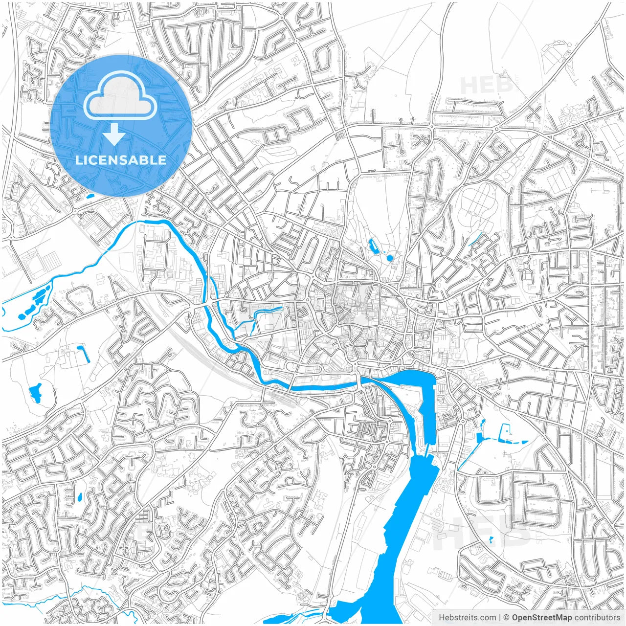Ipswich, East of England, England, city map with high resolution roads.