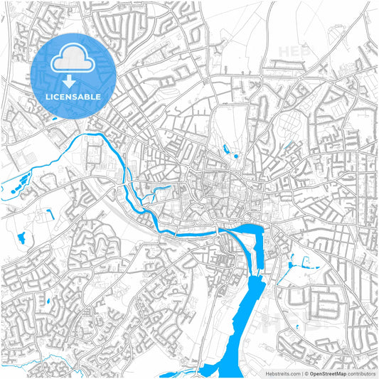 Ipswich, East of England, England, city map with high resolution roads.