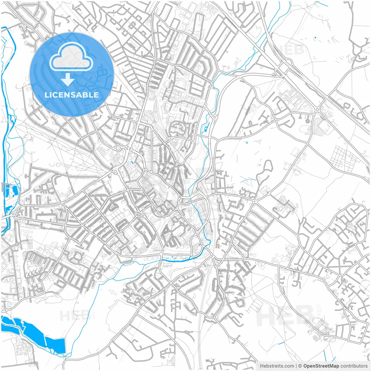 Watford, East of England, England, city map with high resolution roads.