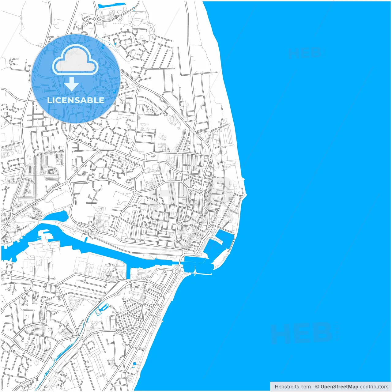 Lowestoft, East of England, England, city map with high resolution roads.