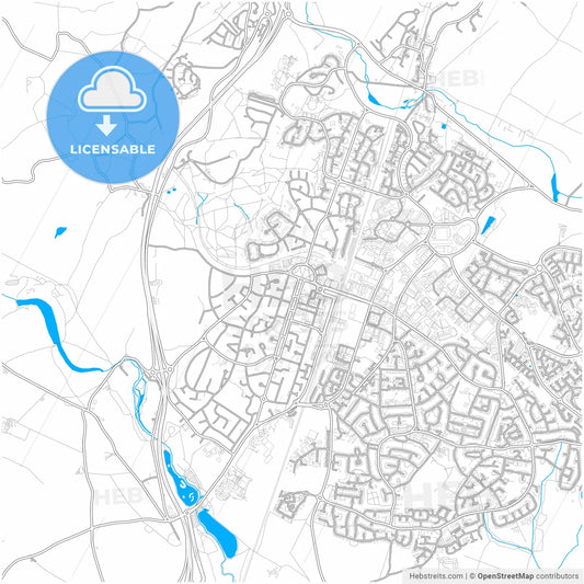 Welwyn Garden City, East of England, England, city map with high resolution roads.