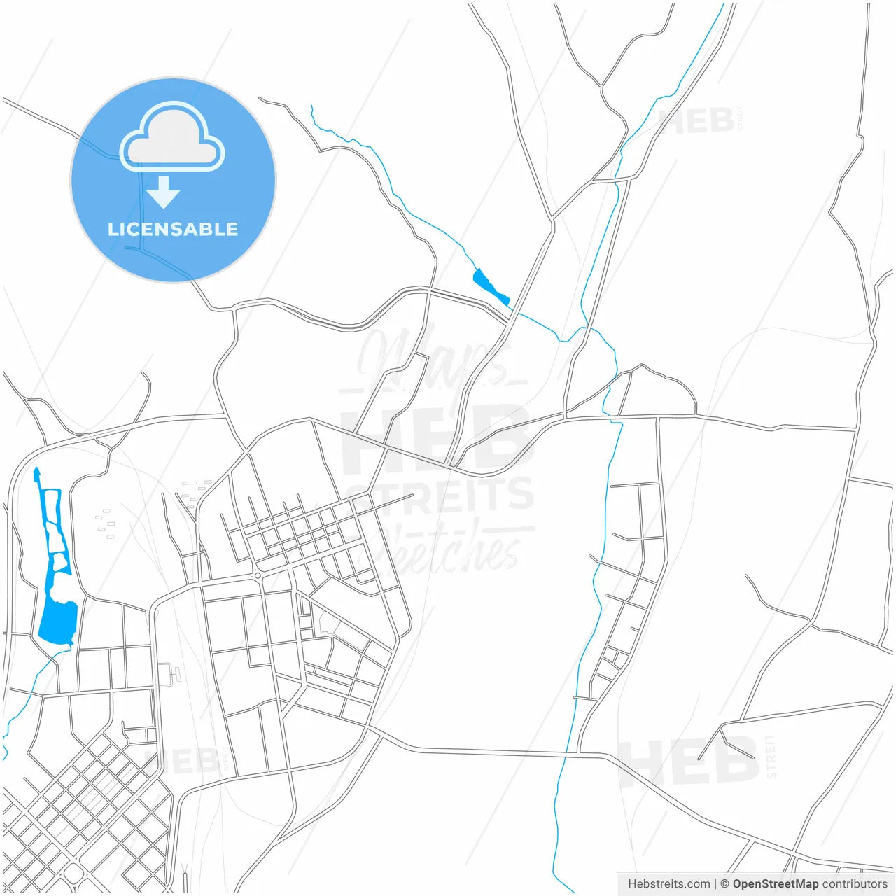 Hegang, Heilongjiang, China, city map with high resolution roads.