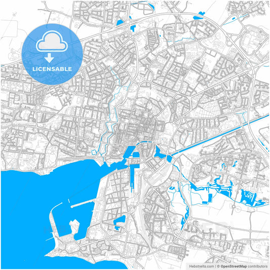 La Rochelle, Charente-Maritime, France, city map with high resolution roads.