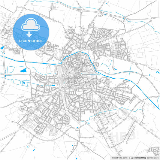 Haguenau, Bas-Rhin, France, city map with high resolution roads.