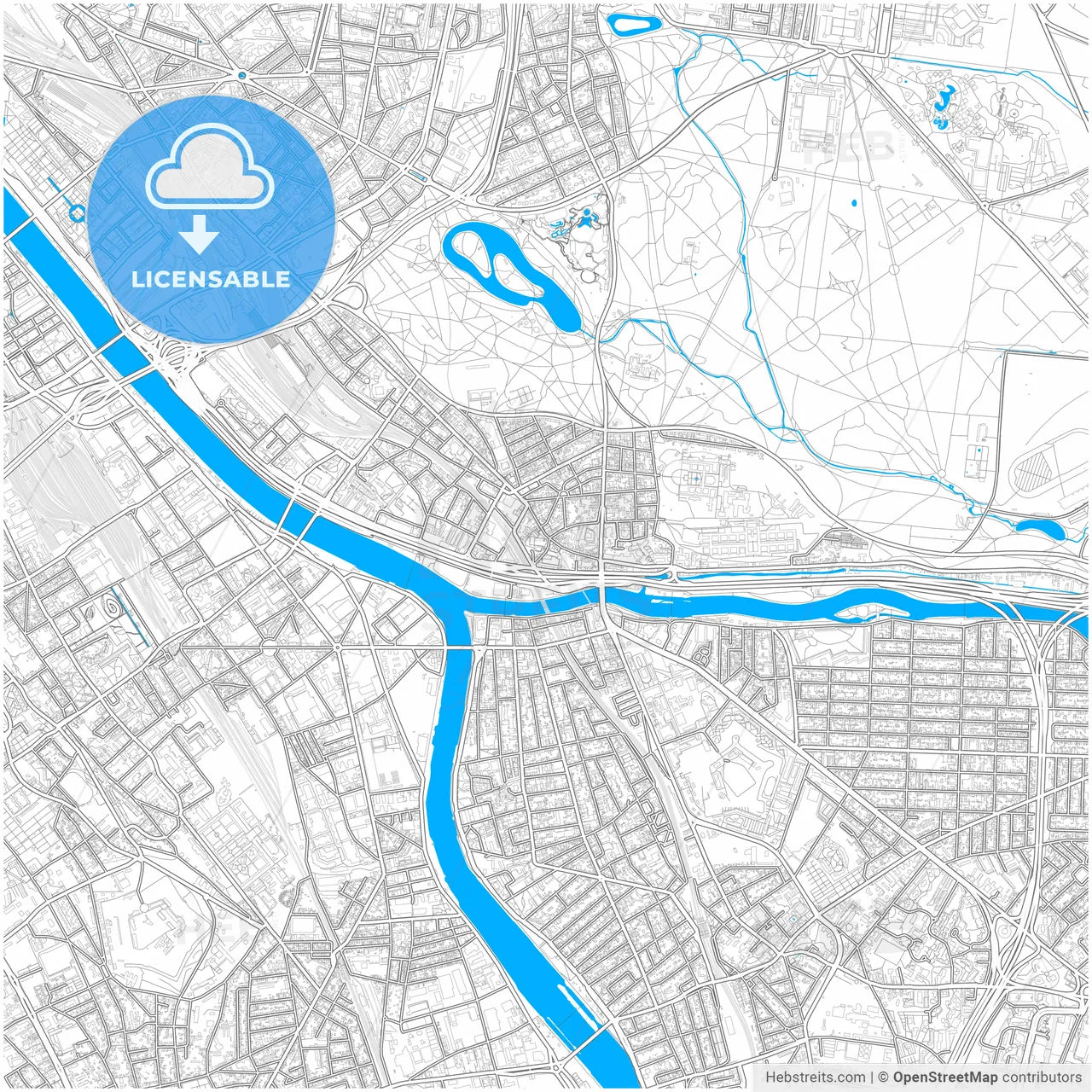 Charenton-le-Pont, Val-de-Marne, France, city map with high resolution roads.