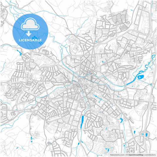 Bayreuth, Bavaria, Germany, city map with high resolution roads.