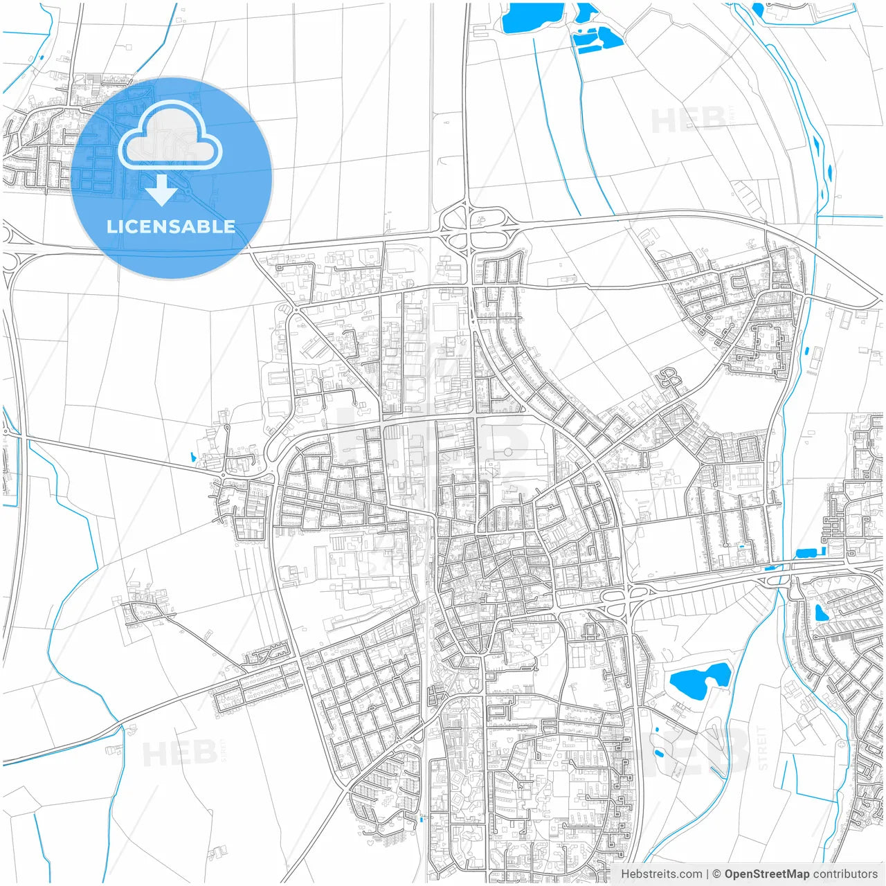 Frankenthal (Pfalz), Rheinland-Pfalz, Germany, city map with high resolution roads.