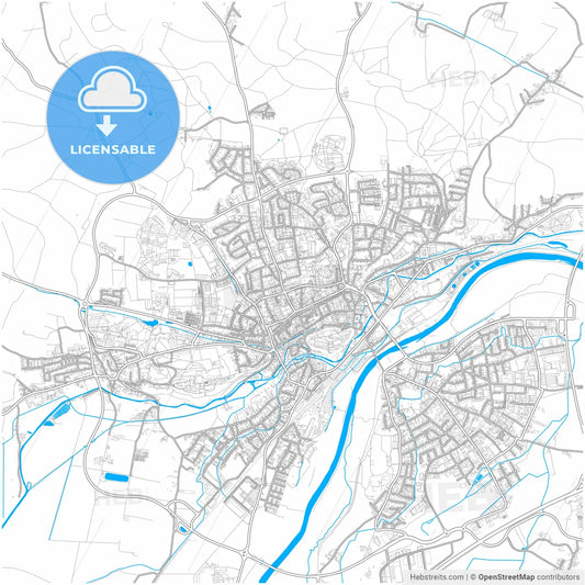 Freising, Bavaria, Germany, city map with high resolution roads.