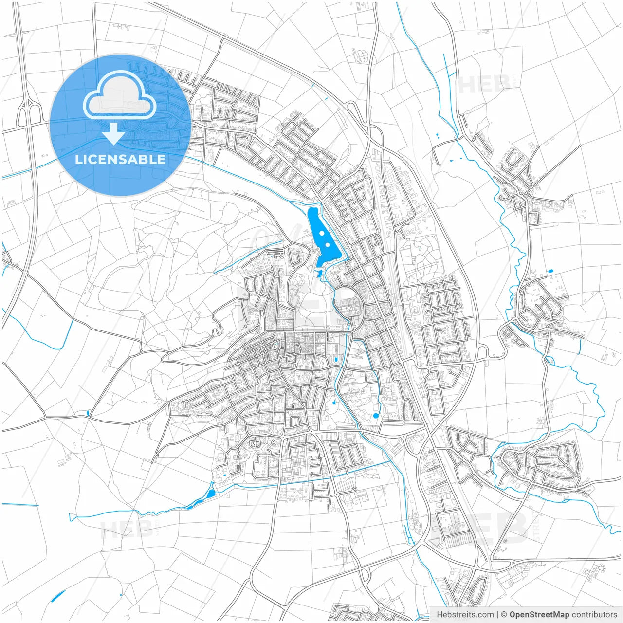 Bad Nauheim, Hesse, Germany, city map with high resolution roads.