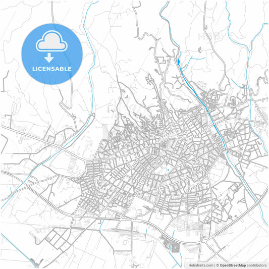 Serres, Central Macedonia, Greece, city map with high resolution roads.
