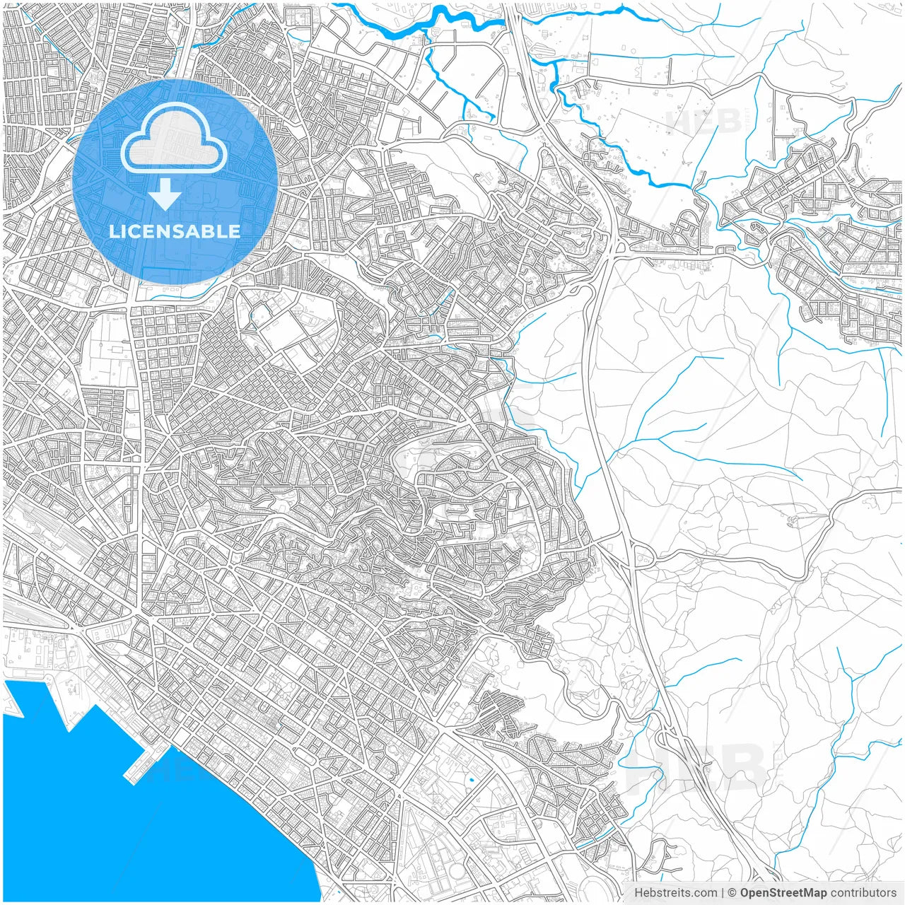 Sykies, Central Macedonia, Greece, city map with high resolution roads.