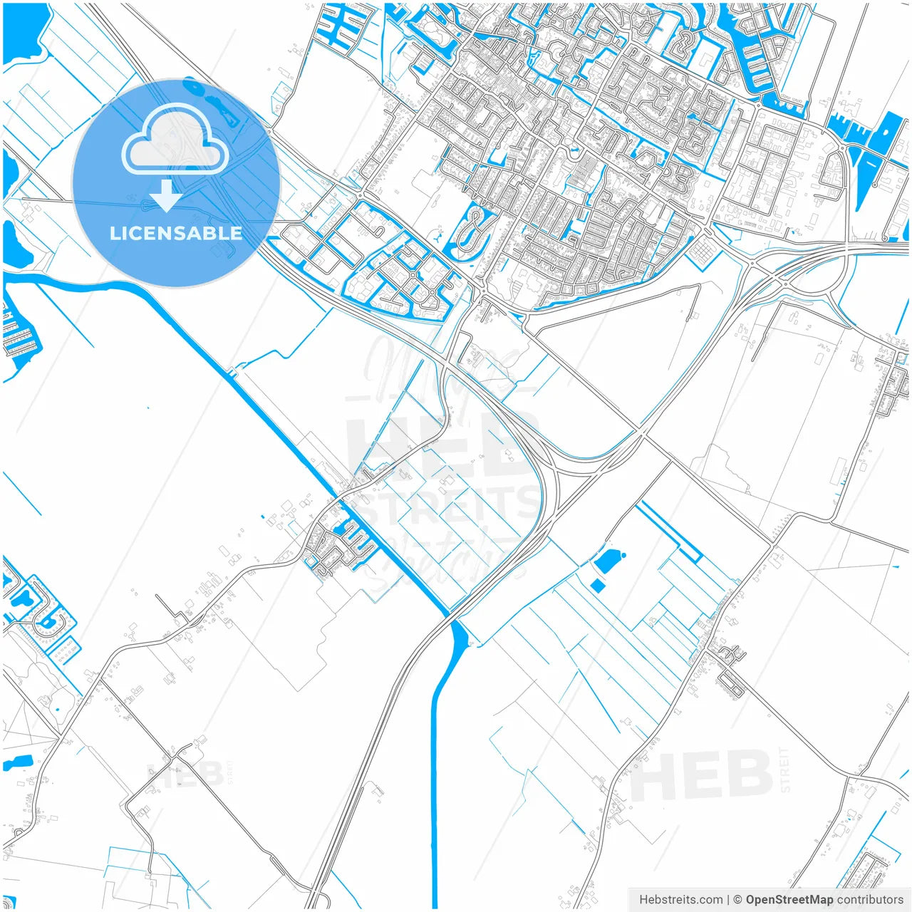 De Fryske Marren, Friesland, Netherlands, city map with high resolution roads.