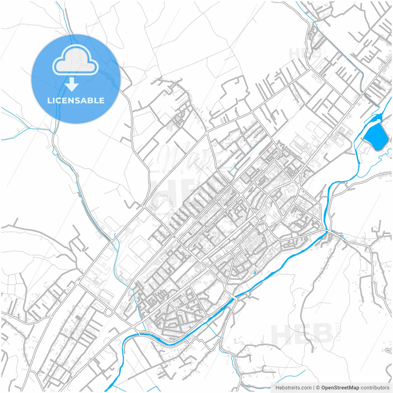 Bistrița, Bistrița-Năsăud, Romania, city map with high resolution roads.