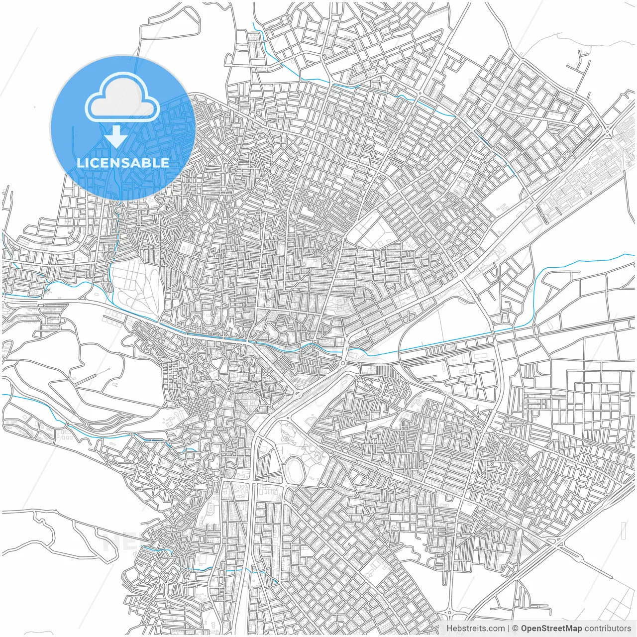 Balıkesir, Balıkesir, Turkey, city map with high resolution roads.