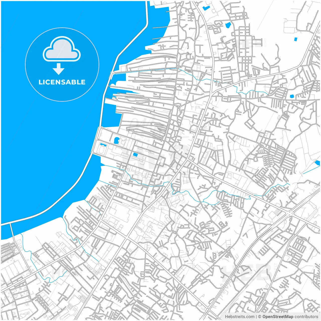 Chaophraya Surasak, Chonburi, Thailand, city map with high resolution roads.
