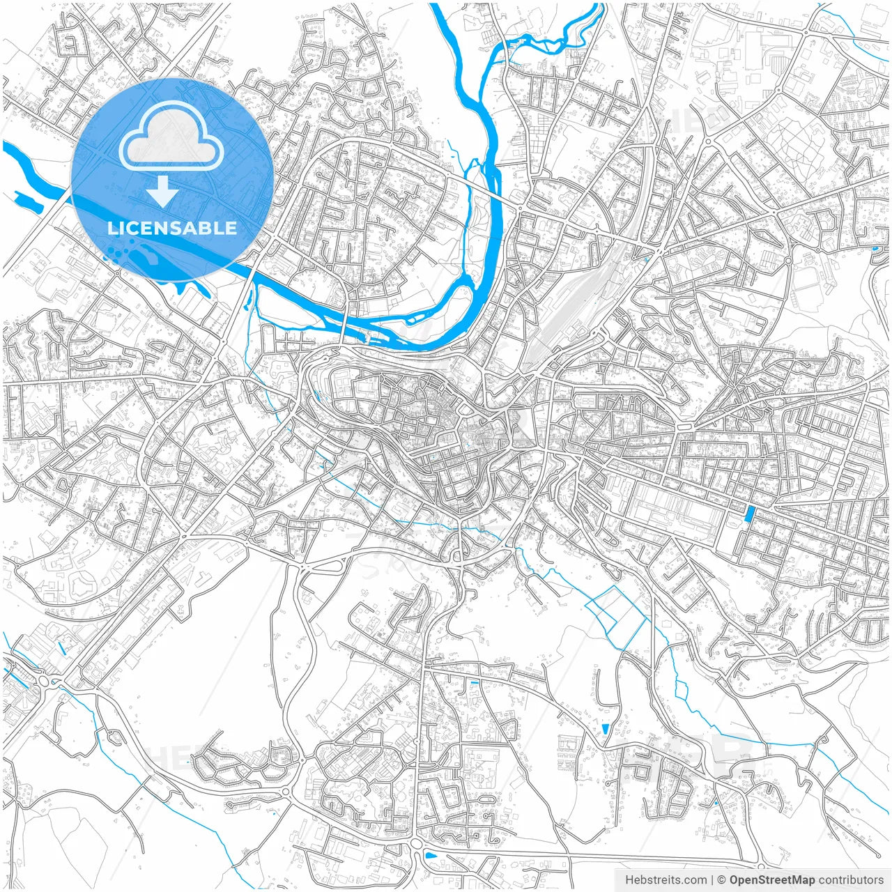 Angoulême, Charente, France, city map with high resolution roads.