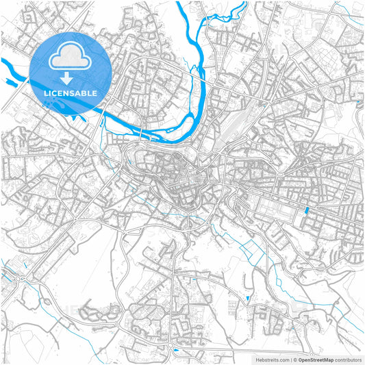 Angoulême, Charente, France, city map with high resolution roads.