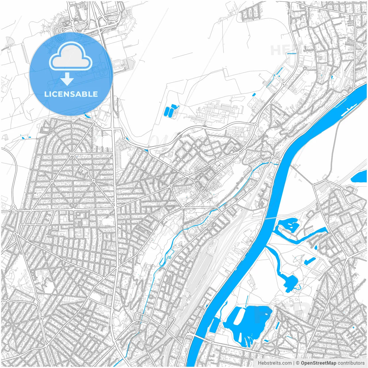 Athis-Mons, Essonne, France, city map with high resolution roads.