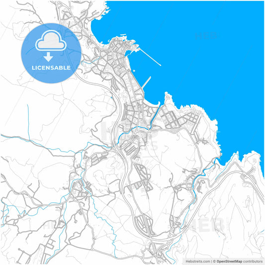 Castro-Urdiales, Cantabria, Spain, city map with high resolution roads.