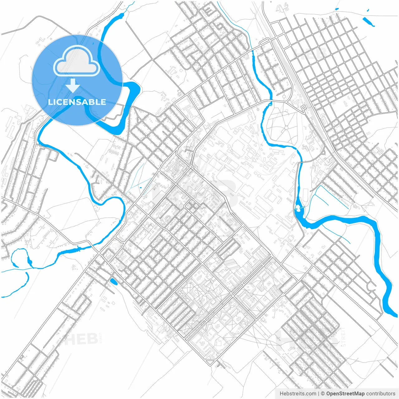 Druzhkivka, Donetsk Oblast, Ukraine, city map with high resolution roads.