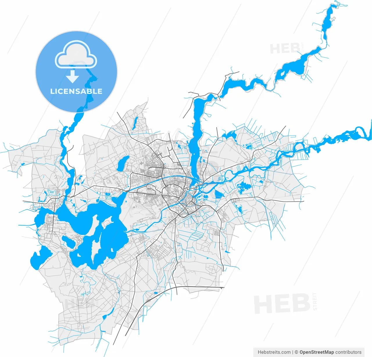 Brandenburg an der Havel, Brandenburg, Germany, high resolution vector map - Instant download PDF and JPG