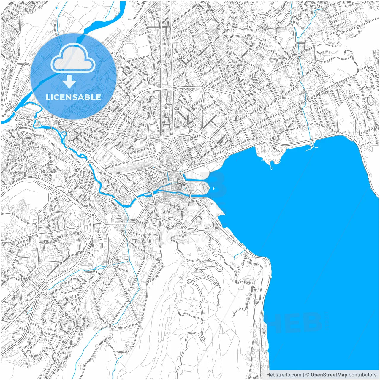 Annecy, Haute-Savoie, France, city map with high resolution roads.