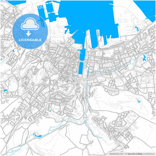 Cherbourg-Octeville, Manche, France, city map with high resolution roads.