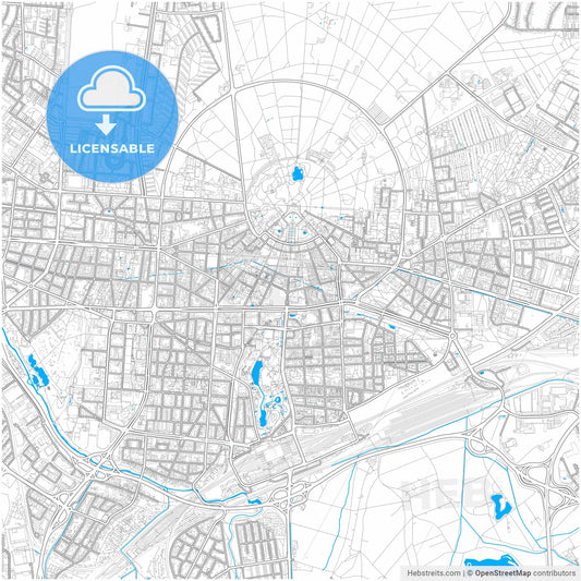 Karlsruhe, Baden-Wuerttemberg, Germany, city map with high resolution roads.