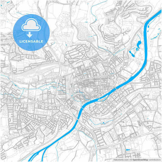 Ulm, Baden-Wuerttemberg, Germany, city map with high resolution roads.