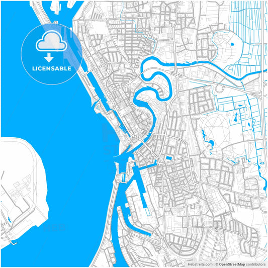 Bremerhaven, Bremen, Germany, city map with high resolution roads.