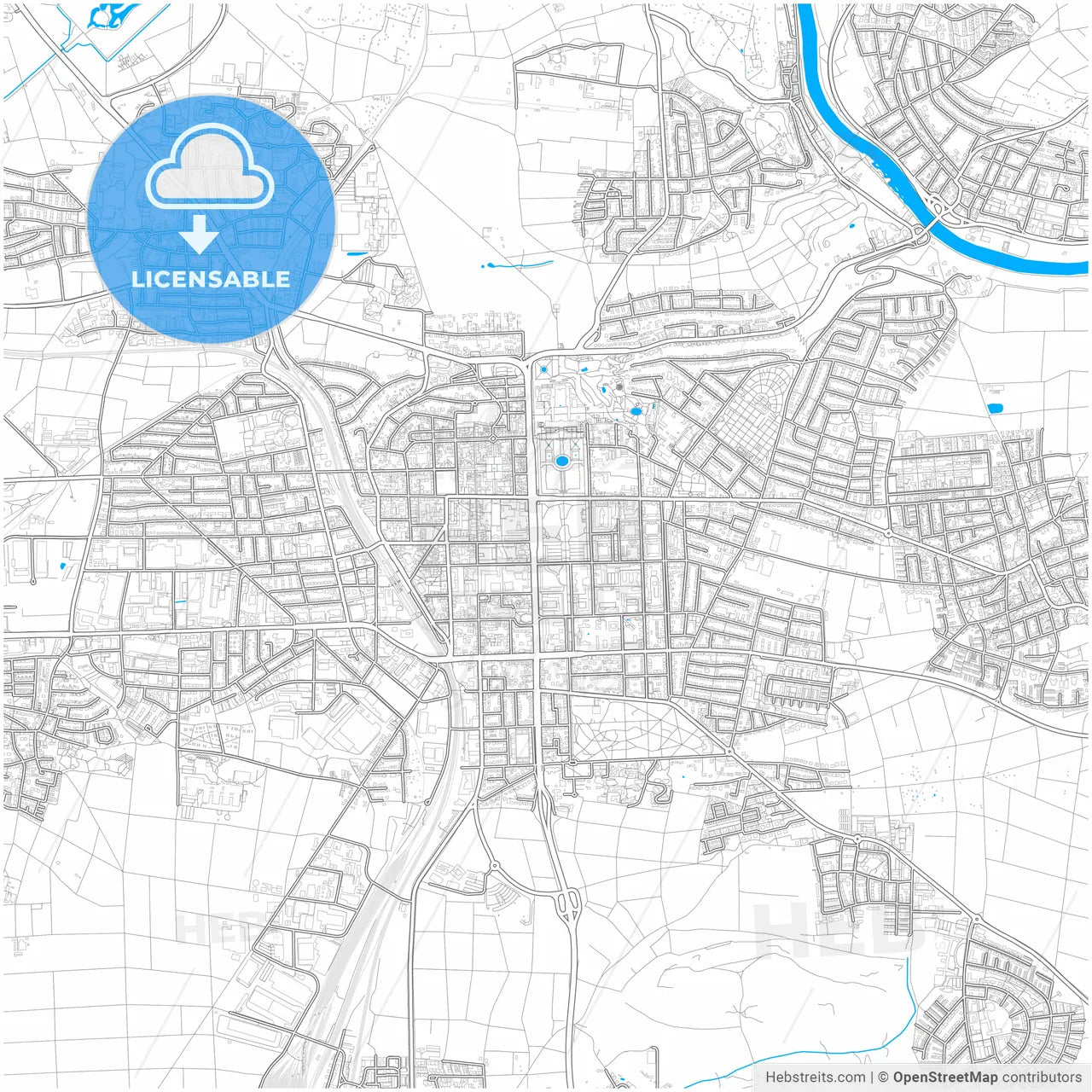 Ludwigsburg, Baden-Wuerttemberg, Germany, city map with high resolution roads.