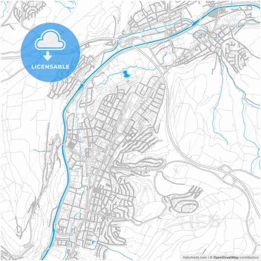 Lorrach, Baden-Wuerttemberg, Germany, city map with high resolution roads.