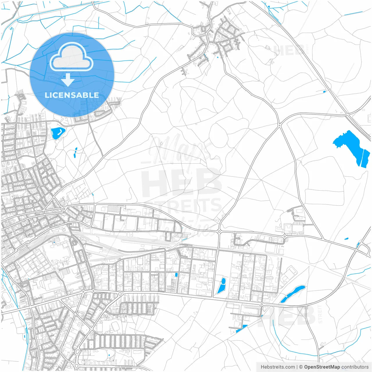 Singen (Hohentwiel), Baden-Wuerttemberg, Germany, city map with high resolution roads.
