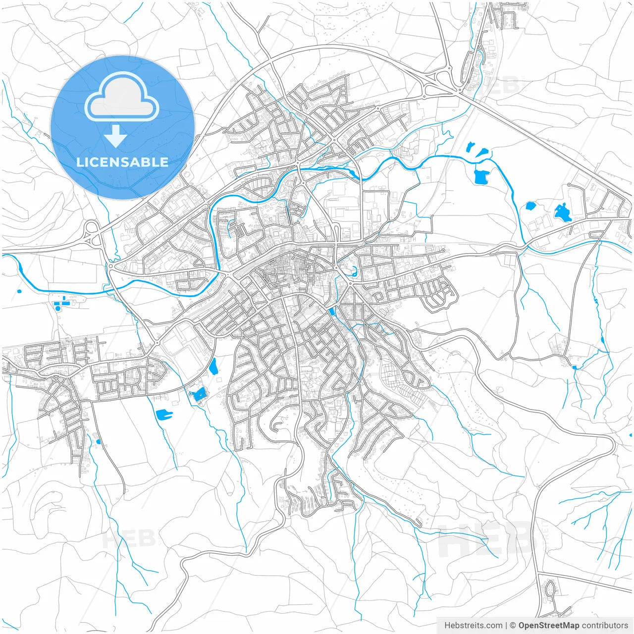 Schorndorf, Baden-Wuerttemberg, Germany, city map with high resolution roads.