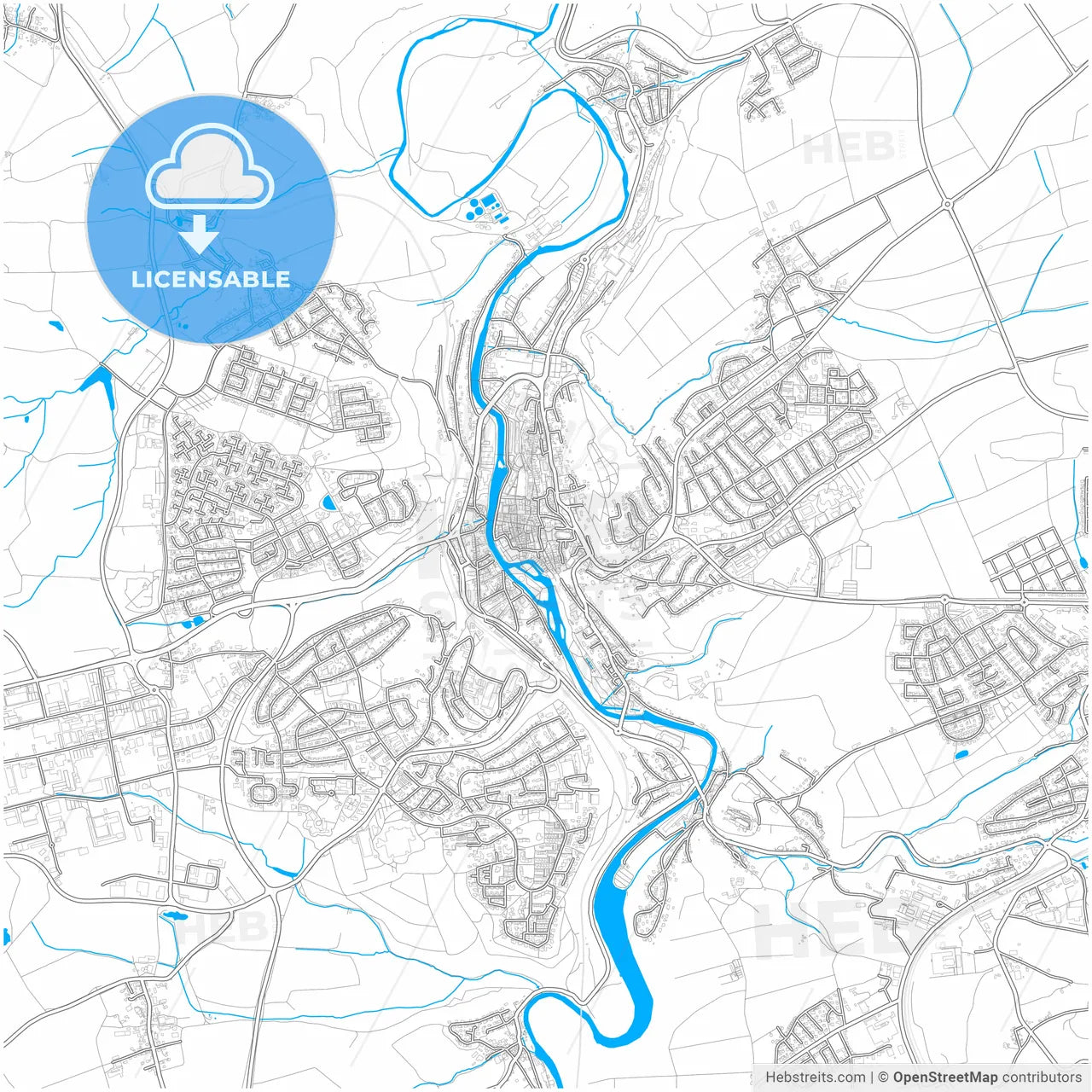 Schwabisch Hall, Baden-Wuerttemberg, Germany, city map with high resolution roads.