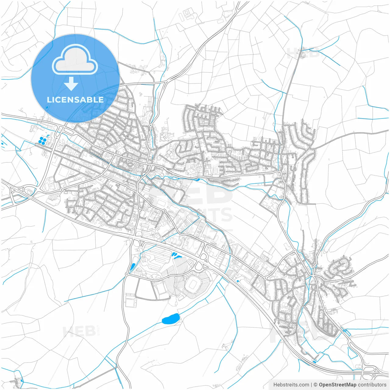 Sinsheim, Baden-Wuerttemberg, Germany, city map with high resolution roads.