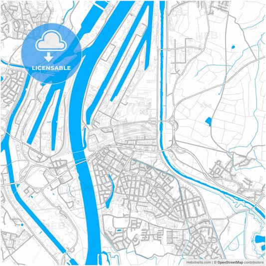 Kehl, Baden-Wuerttemberg, Germany, city map with high resolution roads.