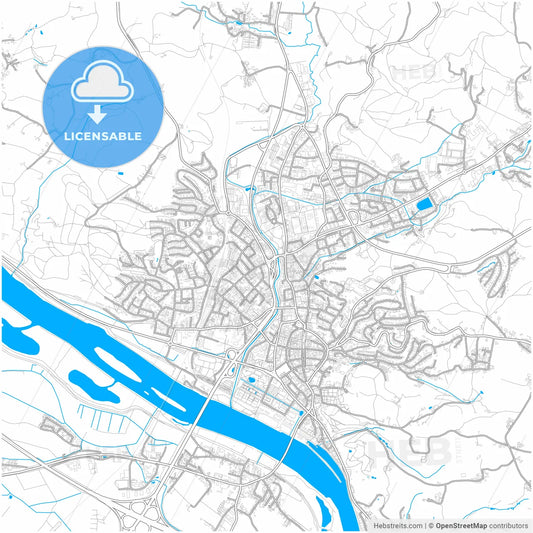 Deggendorf, Bavaria, Germany, city map with high resolution roads.