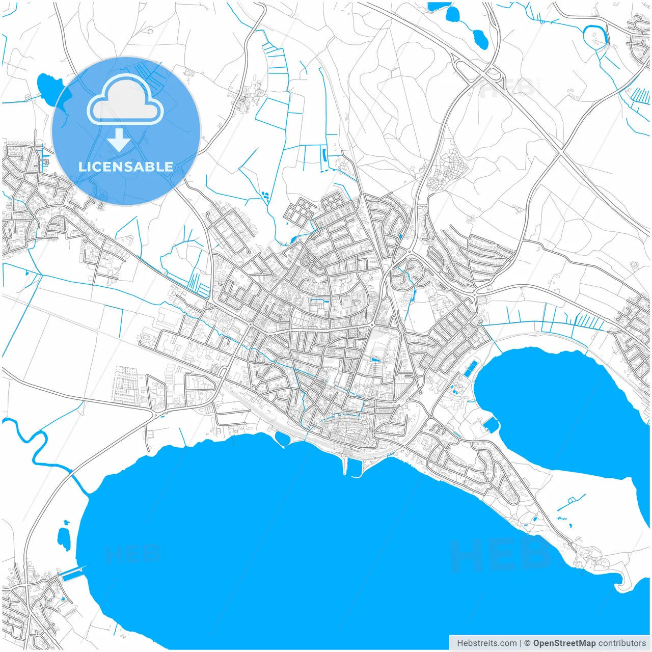 Radolfzell am Bodensee, Baden-Wuerttemberg, Germany, city map with high resolution roads.
