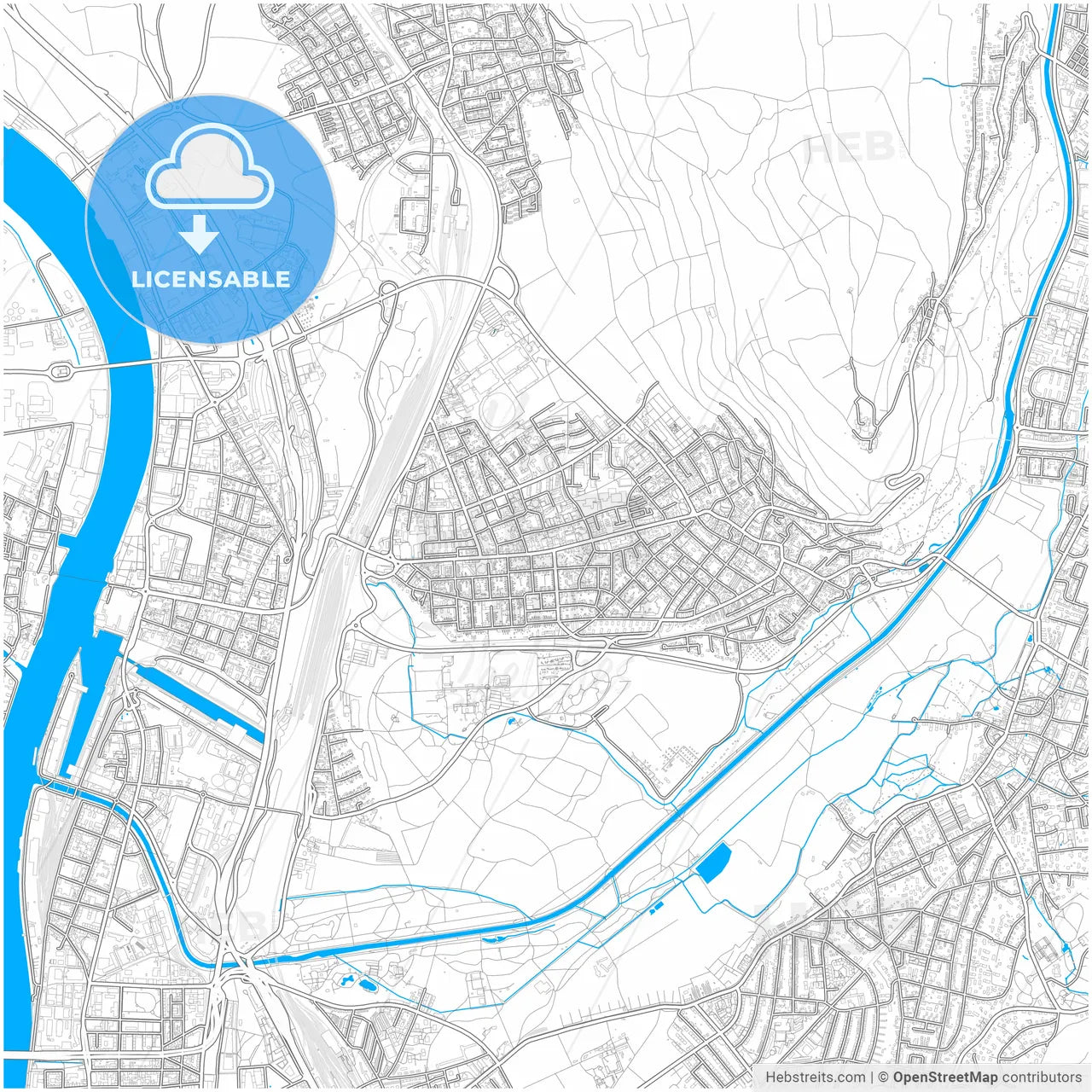 Weil am Rhein, Baden-Wuerttemberg, Germany, city map with high resolution roads.