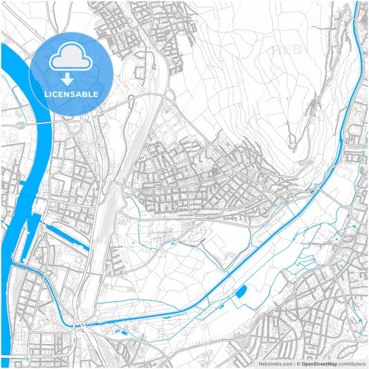 Weil am Rhein, Baden-Wuerttemberg, Germany, city map with high resolution roads.