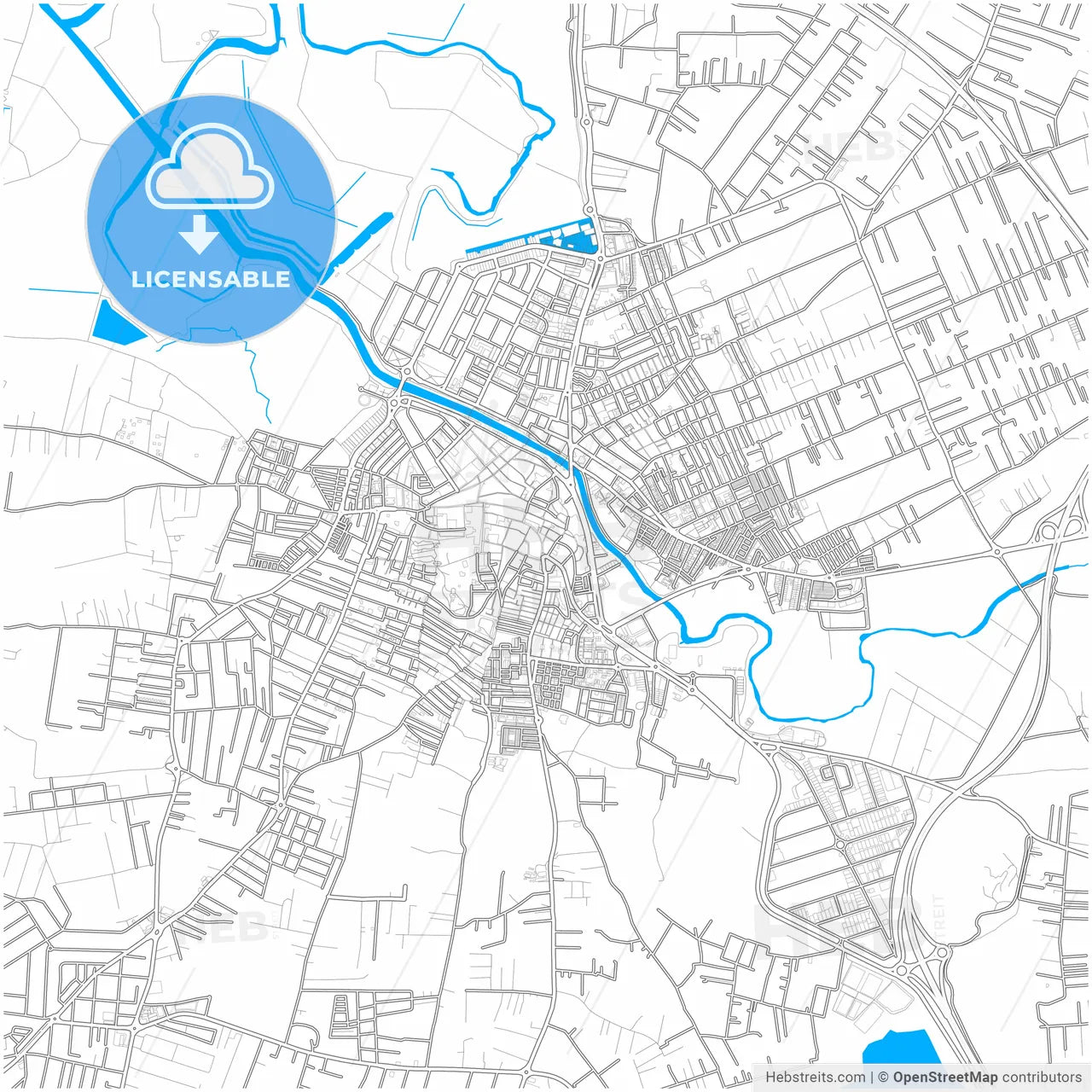 Chiclana de la Frontera, Cádiz, Spain, city map with high resolution roads.