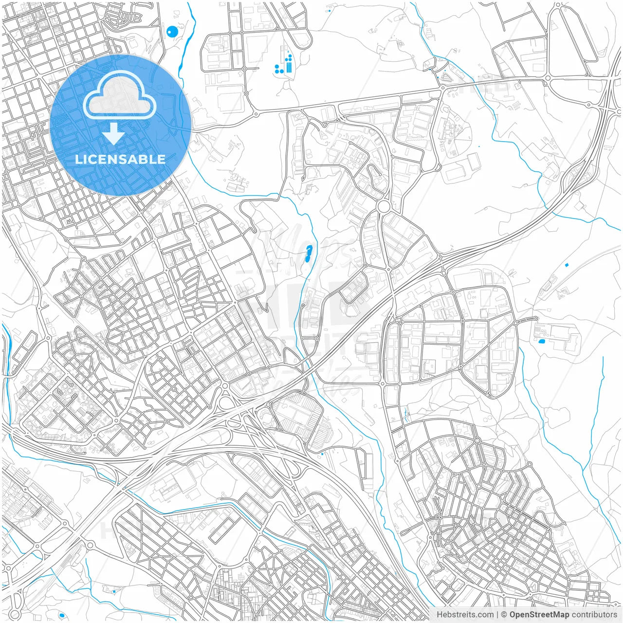 Barberà del Vallès, Barcelona, Spain, city map with high resolution roads.